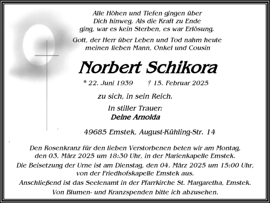Anzeige von Norbert Schikora von OM-Medien