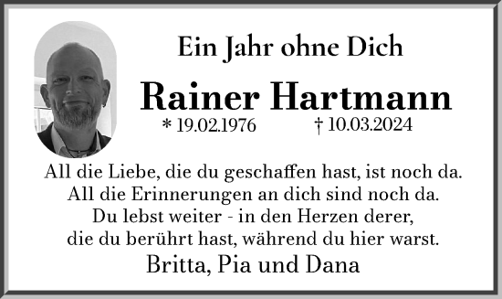 Anzeige von Rainer Hartmann von OM-Medien