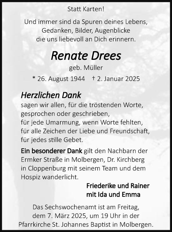 Anzeige von Renate Drees von OM-Medien