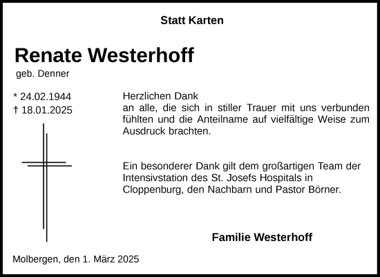 Anzeige von Renate Westerhoff von OM-Medien