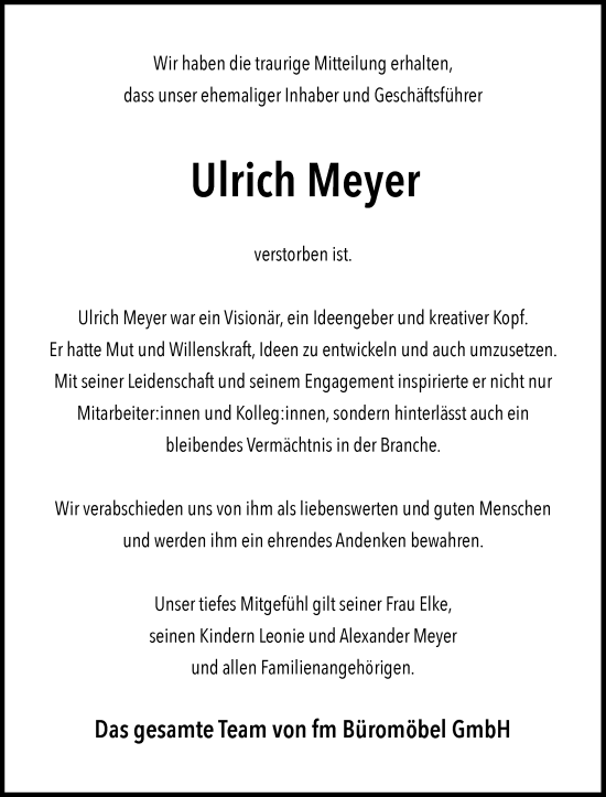 Anzeige von Ulrich Meyer von OM-Medien
