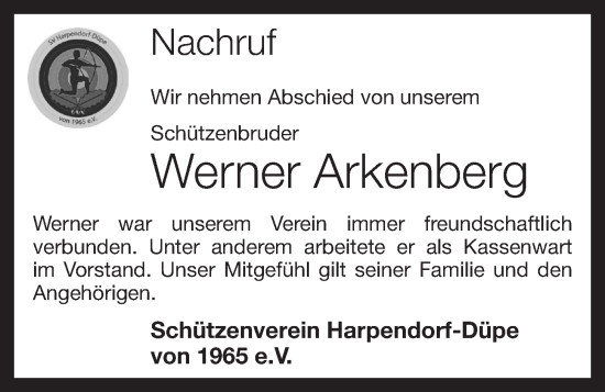 Anzeige von Werner Arkenberg von OM-Medien