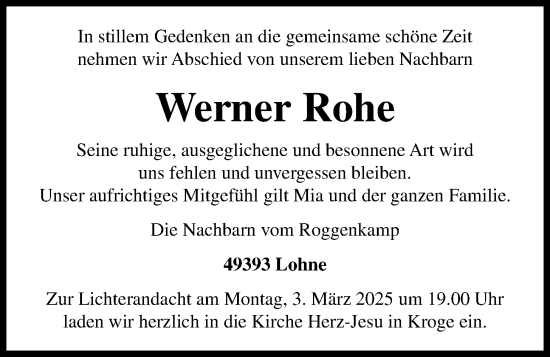 Anzeige von Werner Rohe von OM-Medien