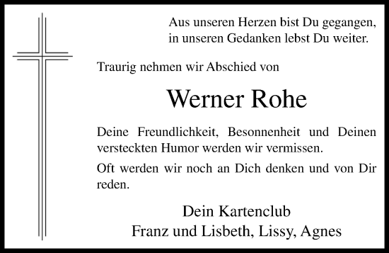 Anzeige von Werner Rohe von OM-Medien