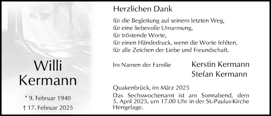 Anzeige von Willi Kermann von OM-Medien