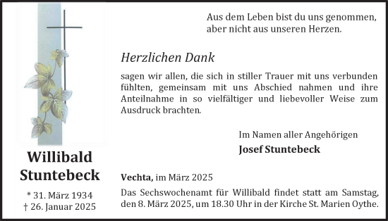 Anzeige von Willibald Stuntebeck von OM-Medien