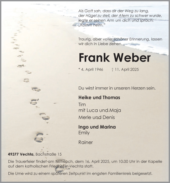 Anzeige von Frank Weber von OM-Medien