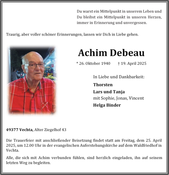 Anzeige von Achim Debeau von OM-Medien
