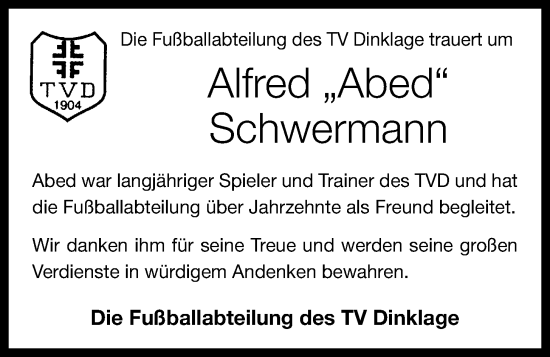 Anzeige von Alfred Schwermann von OM-Medien