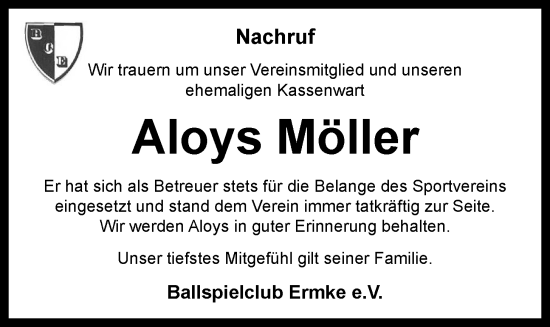 Anzeige von Aloys Möller von OM-Medien