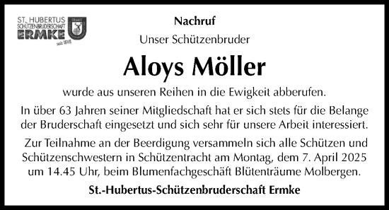 Anzeige von Aloys Möller von OM-Medien