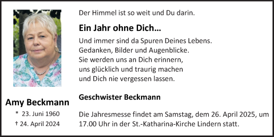 Anzeige von Amy Beckmann von OM-Medien