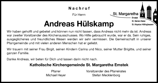 Anzeige von Andreas Hülskamp von OM-Medien