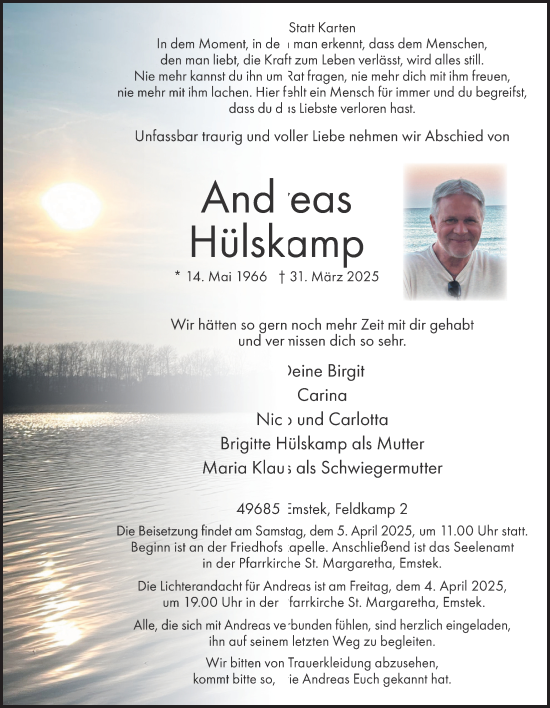 Anzeige von Andreas Hülskamp von OM-Medien