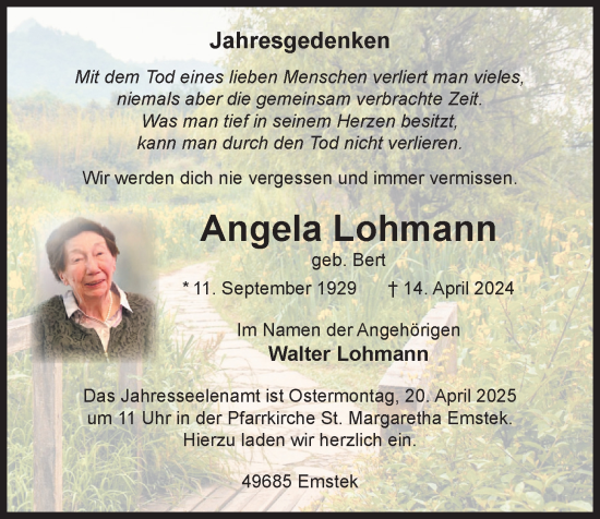 Anzeige von Angela Lohmann von OM-Medien