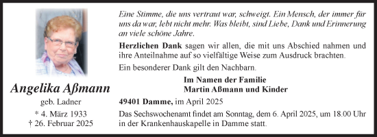 Anzeige von Angelika Aßmann von OM-Medien