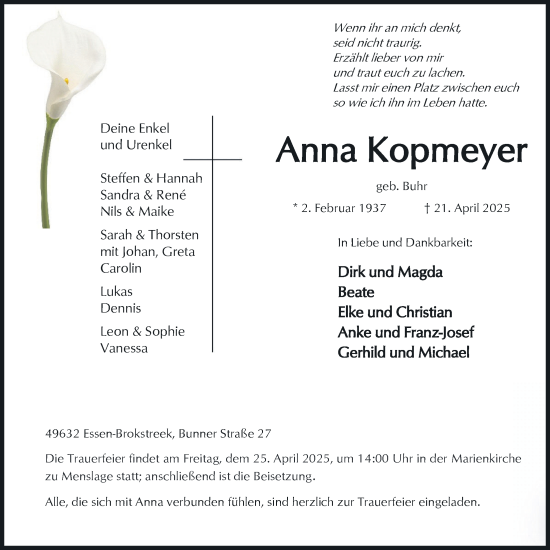 Anzeige von Anna Kopmeyer von OM-Medien