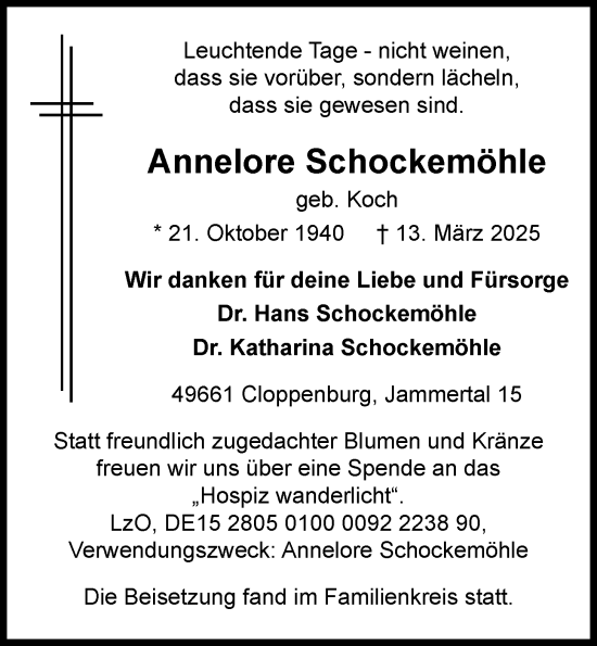 Anzeige von Annelore Schockemöhle von OM-Medien