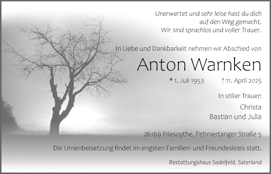 Anzeige von Anton Warnken von OM-Medien