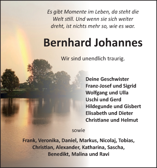 Anzeige von Bernhard Johannes von OM-Medien