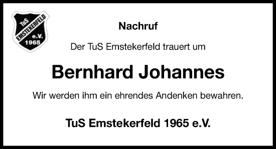 Anzeige von Bernhard Johannes von OM-Medien