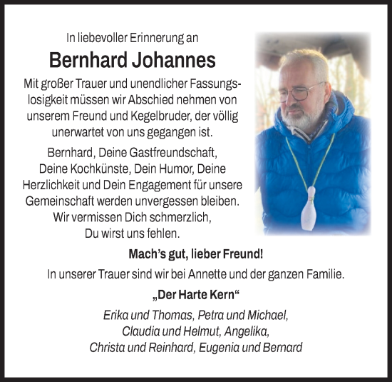 Anzeige von Bernhard Johannes von OM-Medien