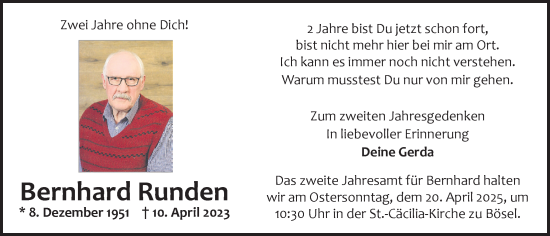 Anzeige von Bernhard Runden von OM-Medien
