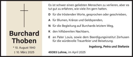 Anzeige von Burchard Thoben von OM-Medien