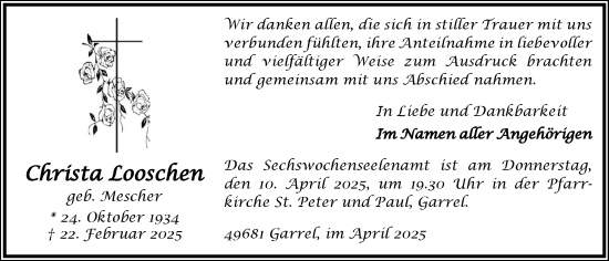 Anzeige von Christa Looschen von OM-Medien
