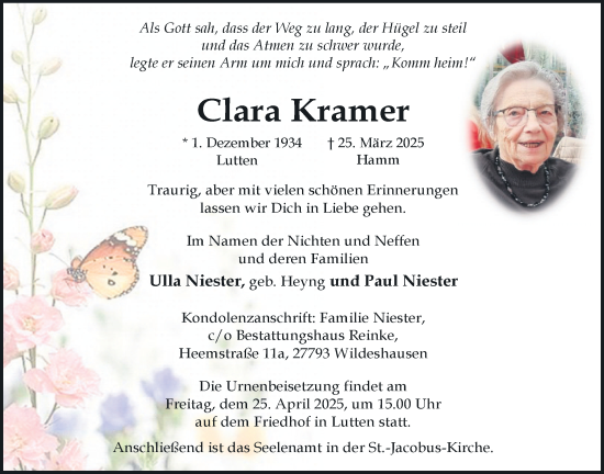 Anzeige von Clara Kramer von OM-Medien