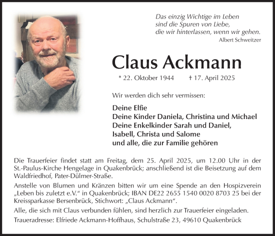 Anzeige von Claus Ackmann von OM-Medien