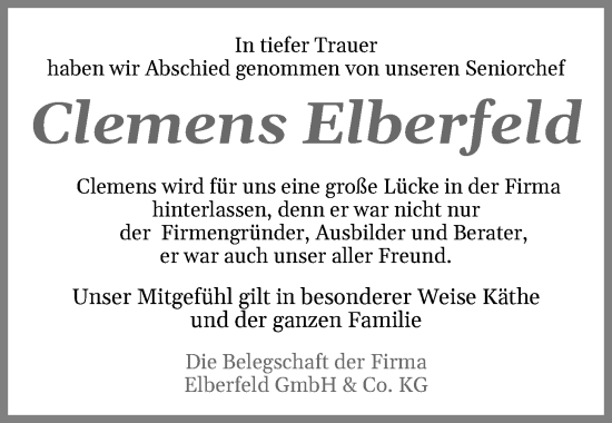 Anzeige von Clemens Elberfeld von OM-Medien