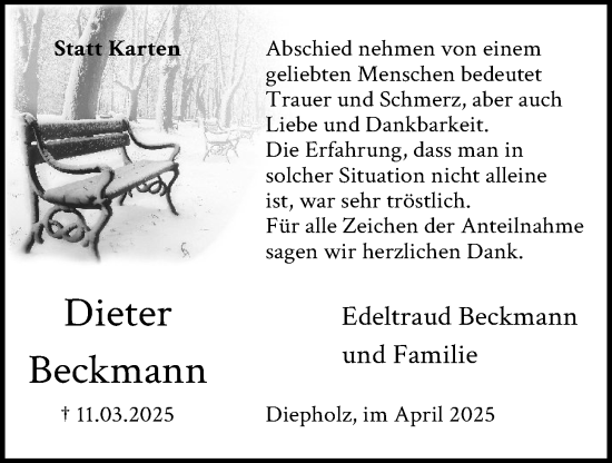 Anzeige von Dieter Beckmann von OM-Medien
