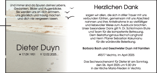 Anzeige von Dieter Duyn von OM-Medien