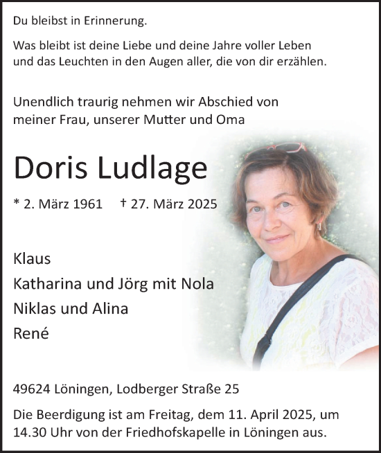 Anzeige von Doris Ludlage von OM-Medien