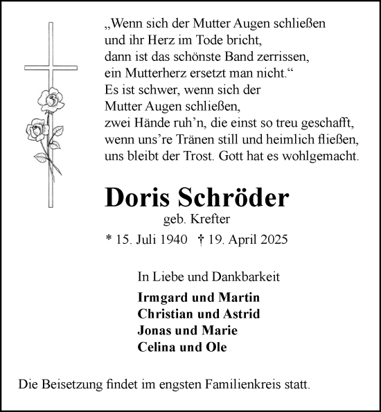 Anzeige von Doris Schröder von OM-Medien