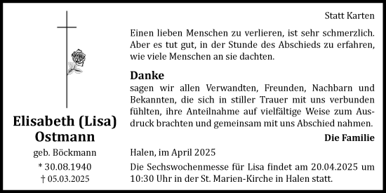 Anzeige von Elisabeth Ostmann von OM-Medien