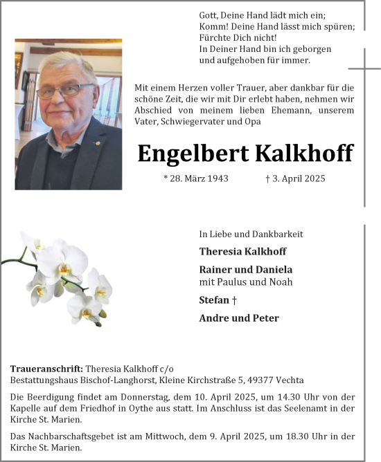 Anzeige von Engelbert Kalkhoff von OM-Medien