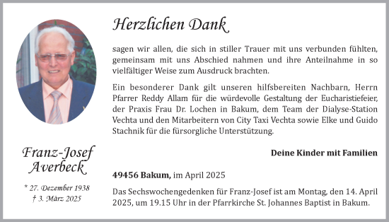 Anzeige von Franz-Josef Averbeck von OM-Medien