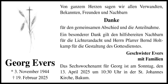 Anzeige von Georg Evers von OM-Medien