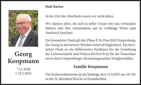 Anzeige von Georg Koopmann von OM-Medien