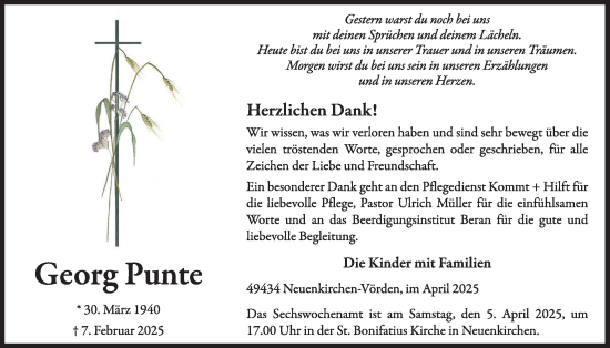 Anzeige von Georg Punte von OM-Medien