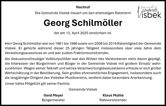 Anzeige von Georg Schilmöller von OM-Medien