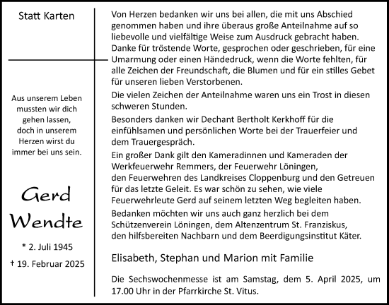 Anzeige von Gerd Wendte von OM-Medien