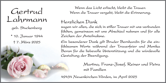 Anzeige von Gertrud Lahrmann von OM-Medien