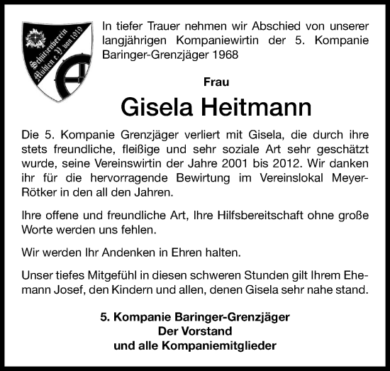 Anzeige von Gisela Heitmann von OM-Medien