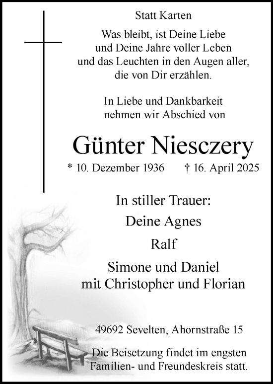 Anzeige von Günter Niesczery von OM-Medien