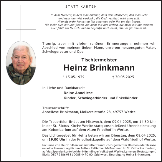 Anzeige von Heinz Brinkmann von OM-Medien