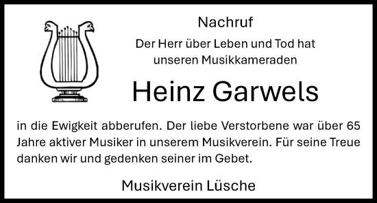 Anzeige von Heinz Garwels von OM-Medien