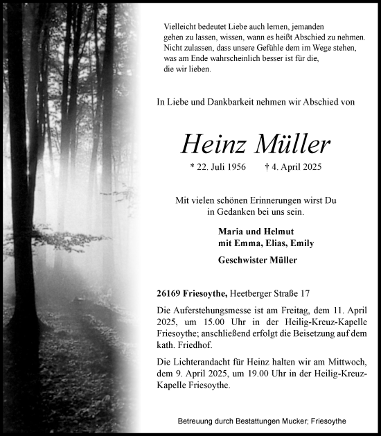 Anzeige von Heinz Müller von OM-Medien